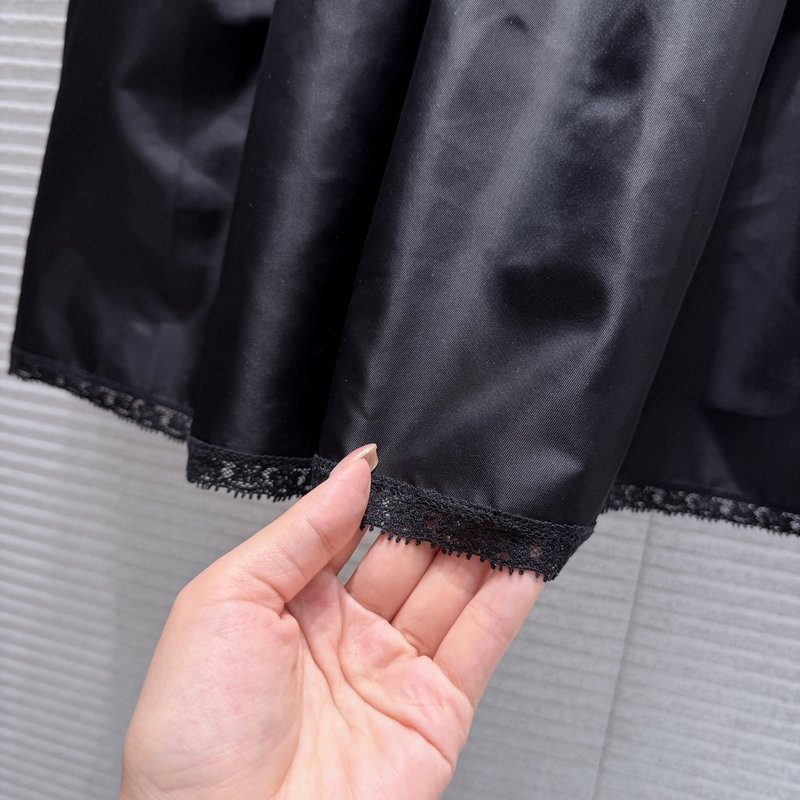 프라다 블랙 나일론 레이스 민소매 원피스 001-256157
