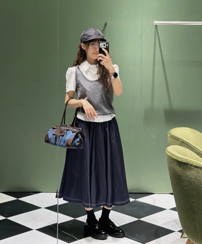 프라다 하이브랜치 면 셔츠 숏 기장 001-256159