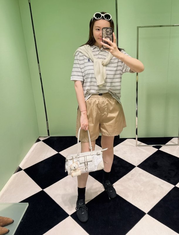 프라다 재생 나일론 로고 포인트 밴딩 쇼츠 001-256166
