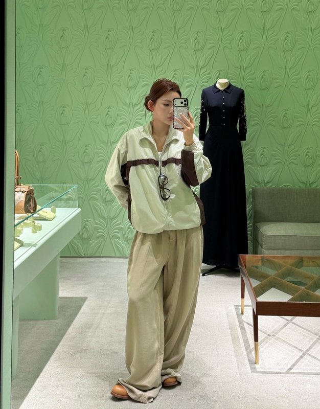 컬러블록 로고 패턴 지퍼 나일론 자켓 001-256168