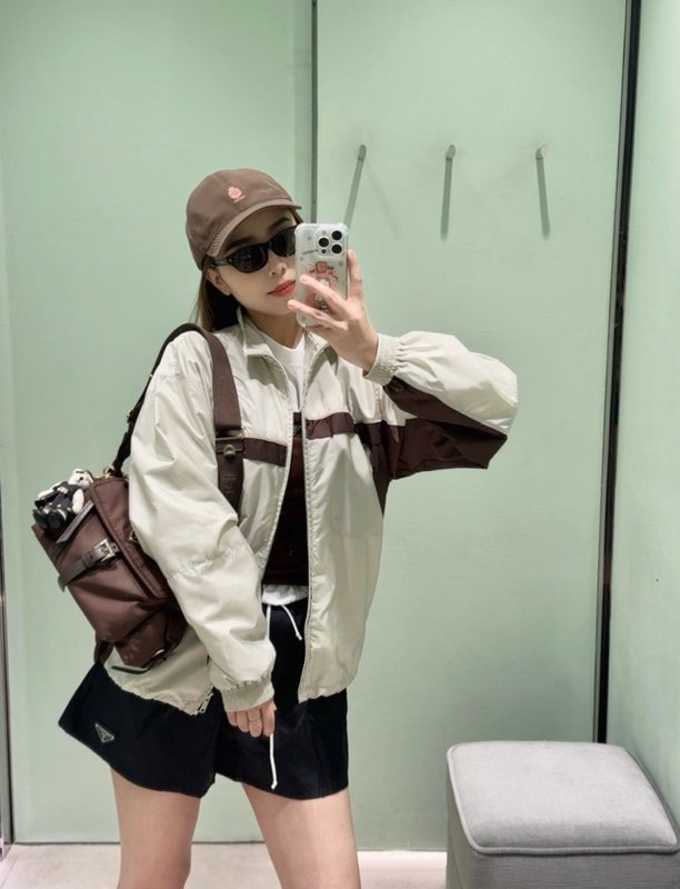 컬러블록 로고 패턴 지퍼 나일론 자켓 001-256168