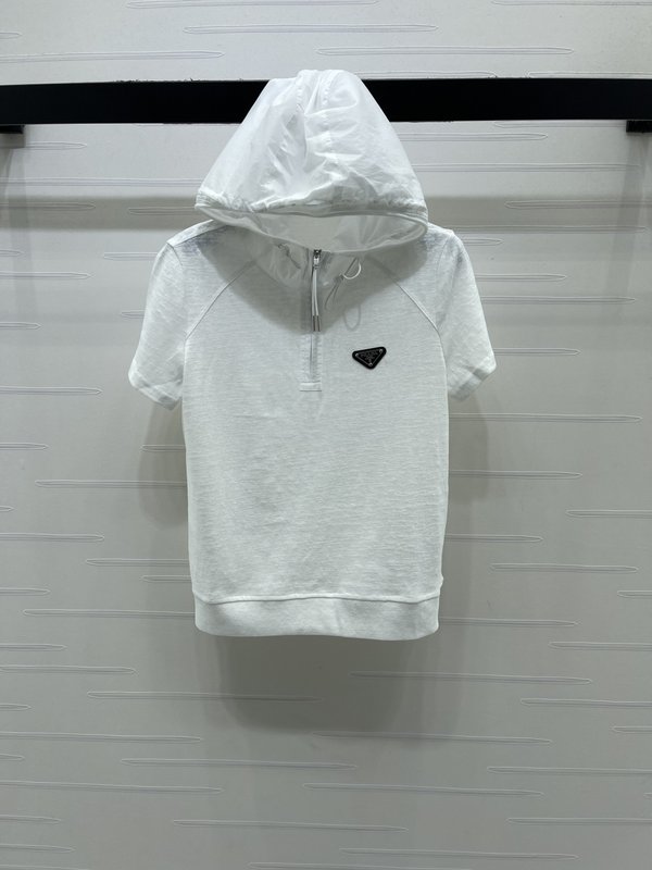 프라다 후드 반팔 티셔츠 001-256170