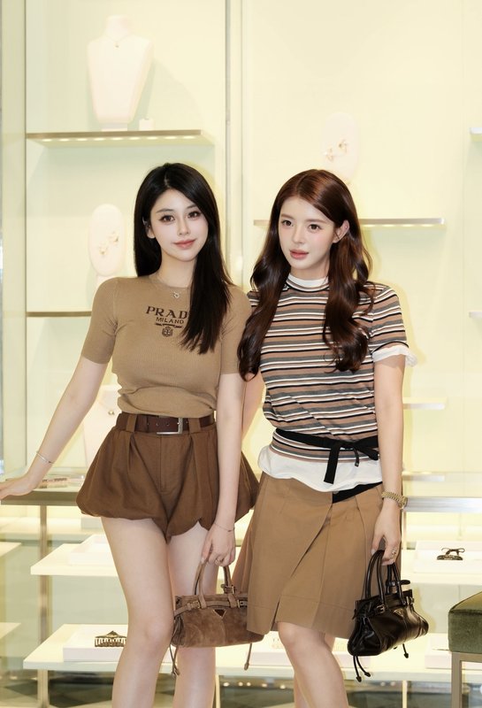 레트로 브라운 스트라이프 니트 반팔 티셔츠 001-256179