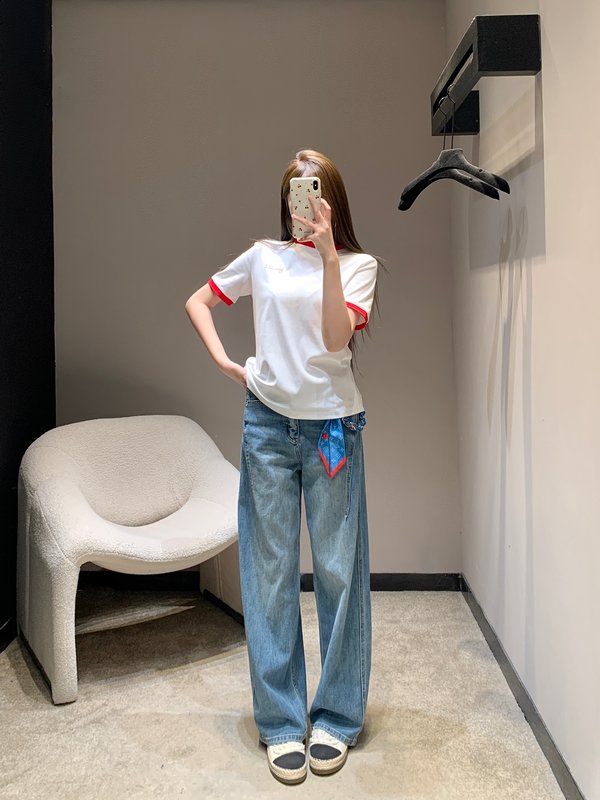 컬러 포인트 라운드넥 로고 프린트 반팔 티셔츠 001-256259