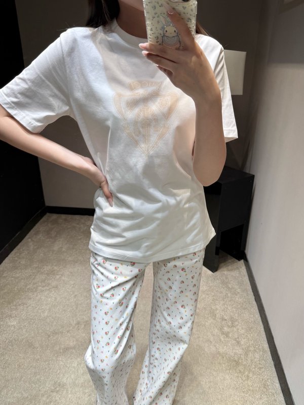 실드 나이트 레터 프린트 라운드넥 반팔 티셔츠 001-256272