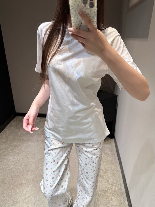 실드 나이트 레터 프린트 라운드넥 반팔 티셔츠 001-256272