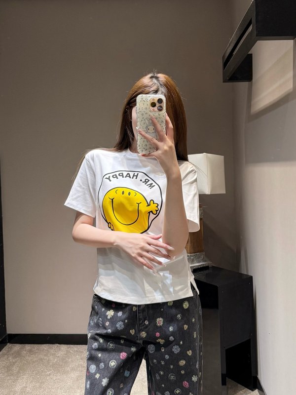 구찌 봄여름 카툰 스마일 프린트 반팔 티셔츠 001-256274
