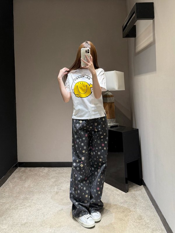 구찌 봄여름 카툰 스마일 프린트 반팔 티셔츠 001-256274