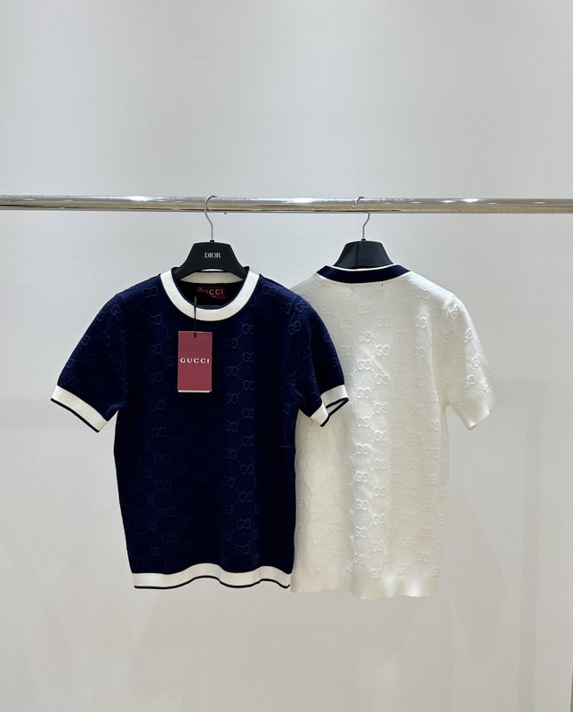 구찌 컬러 블록 레터 자카드 라운드넥 반팔 티셔츠 001-256339