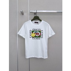 구찌 카툰 패턴 레터 프린트 라운드넥 반팔 티셔츠 001-256344