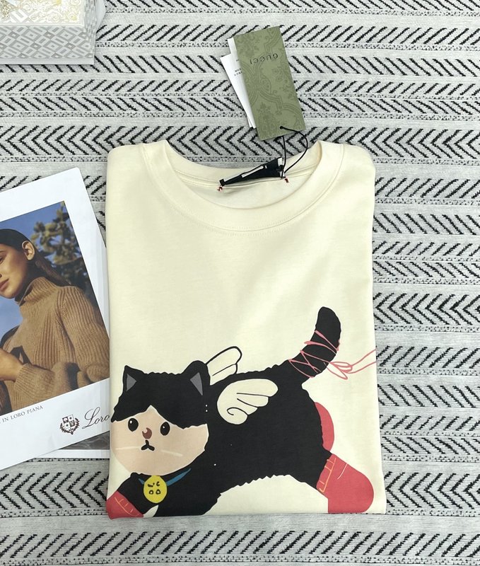 유니크한 워터마크 레터 프린트 티셔츠 001-256371