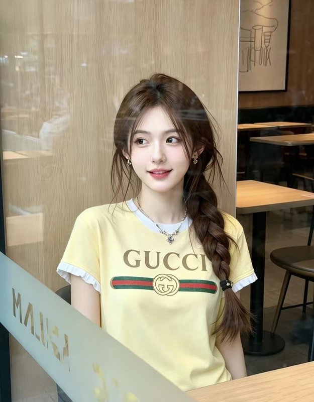 레터 프린트 러플 소매 컬러 블로킹 라운드넥 반팔 티셔 001-256388