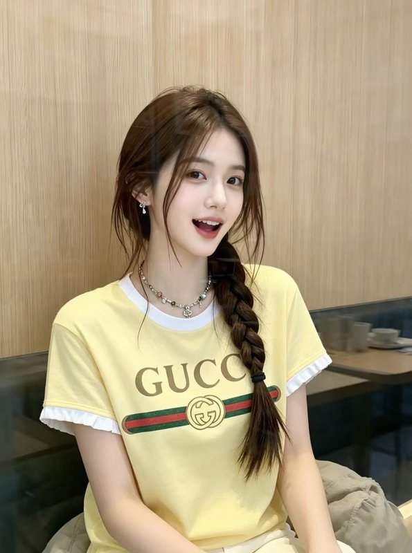 레터 프린트 러플 소매 컬러 블로킹 라운드넥 반팔 티셔 001-256388
