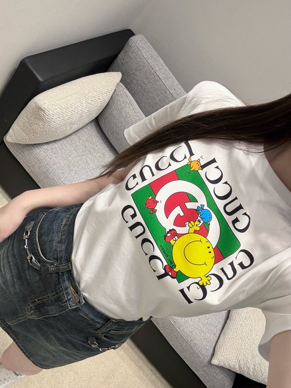 구찌 콜라보 빈티지 카툰 프린트 반팔 티셔츠 001-256479