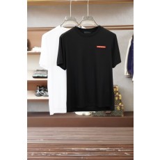 프라다 남녀공용 면 소재 자수 반팔 티셔츠 001-256497