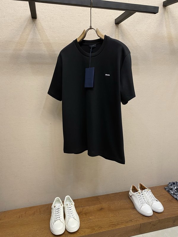 프라다 심플 면 반팔 티셔츠 001-256518