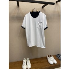 프라다 컬러 블록 양면 코튼 반팔 티셔츠 001-256546