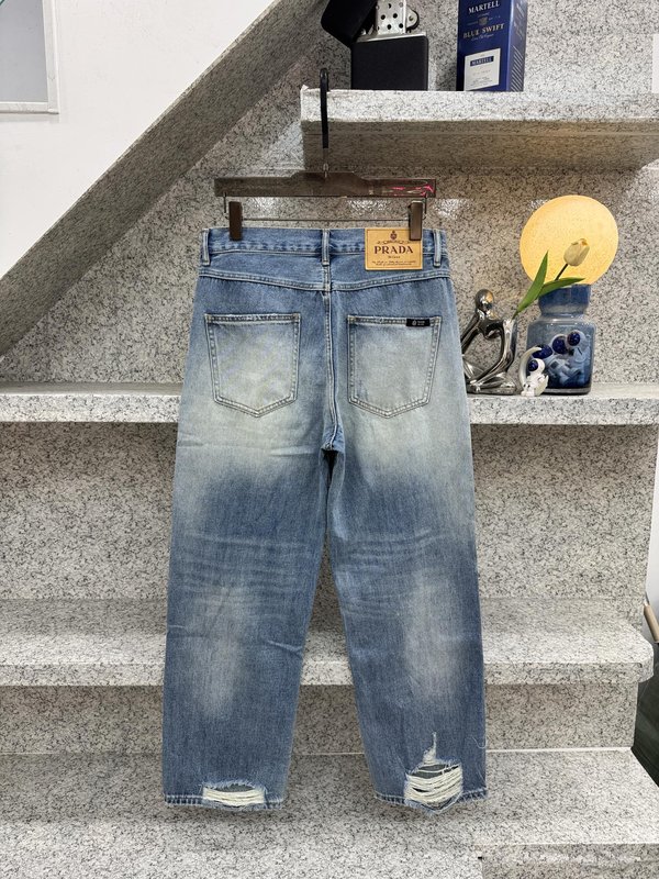 프라다 스타일 봄여름 와이드 핏 스트레이트 진 001-256557