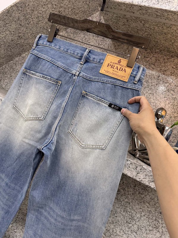 프라다 스타일 봄여름 와이드 핏 스트레이트 진 001-256557