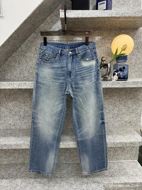 프라다 스타일 봄여름 와이드 핏 스트레이트 진 001-256557