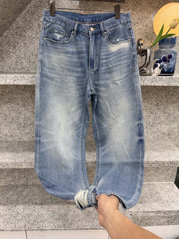 프라다 스타일 봄여름 와이드 핏 스트레이트 진 001-256557