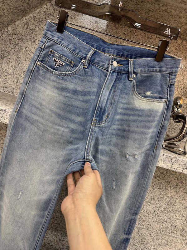 프라다 스타일 봄여름 와이드 핏 스트레이트 진 001-256557