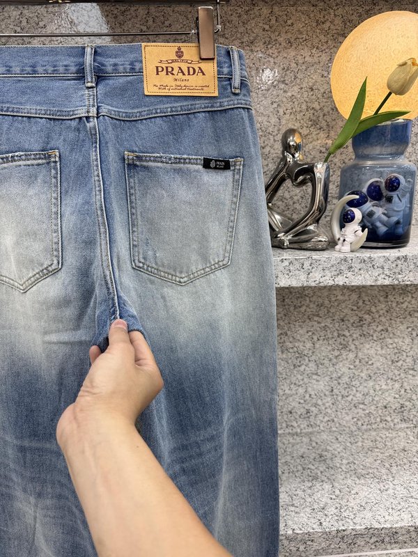 프라다 스타일 봄여름 와이드 핏 스트레이트 진 001-256557