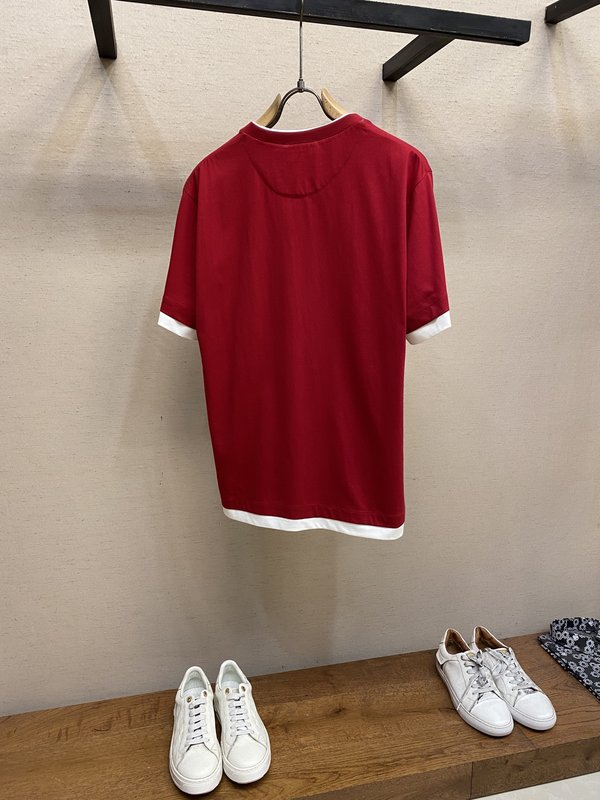 프라다 스플라이스 가짜 레이어 코튼 라운드넥 티셔츠 001-256559