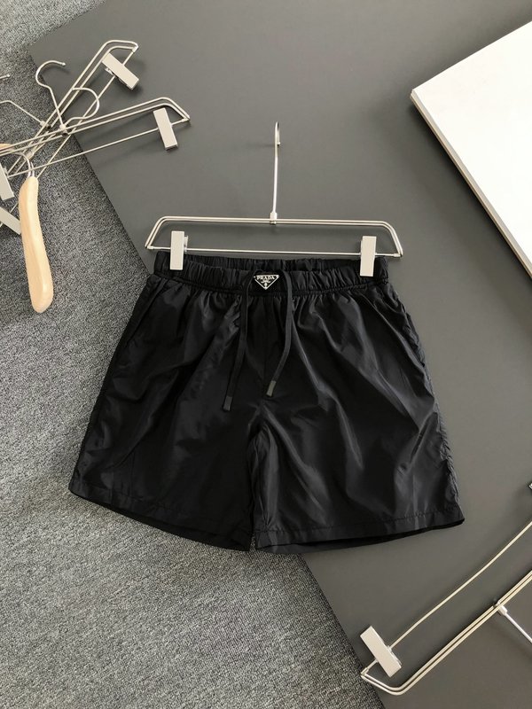 프라다 단색 고무밴드 스트레이트 캐주얼 반바지 001-256593