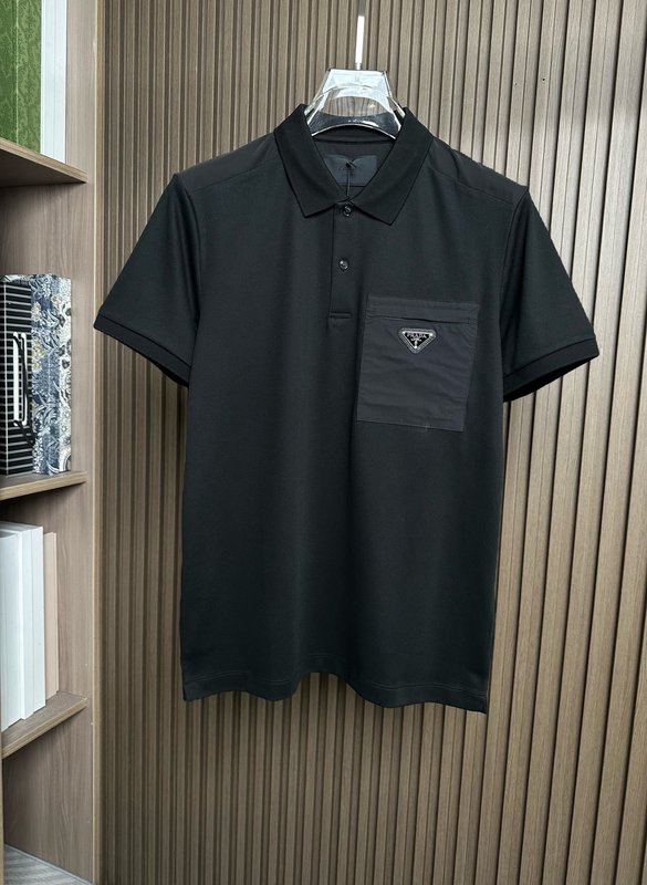 프라다 남성용 더블 머서라이즈드 코튼 폴로 셔츠 001-256683