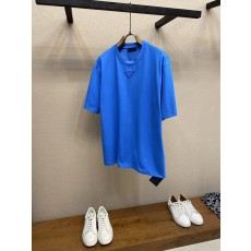 프라다 순면 솔리드 라운드넥 반팔 티셔츠 001-256693