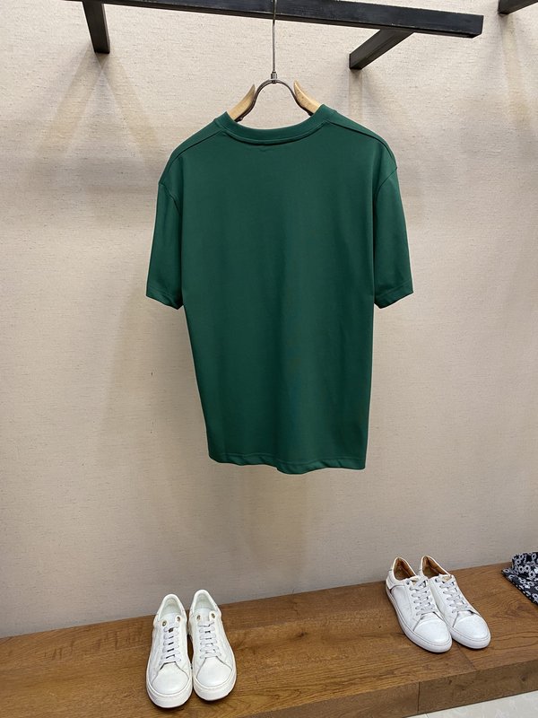 프라다 스몰 로고 자수 코튼 반팔 티셔츠 001-256731