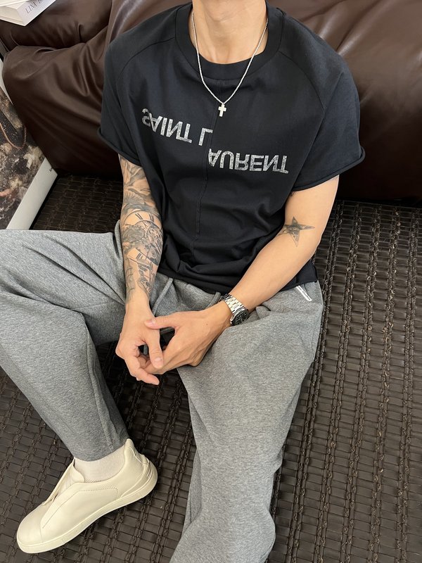 알렉산더왕 역인쇄 스플라이싱 반팔 티셔츠 001-256852