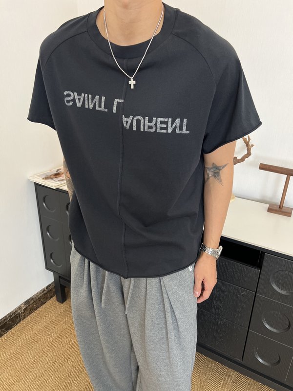 알렉산더왕 역인쇄 스플라이싱 반팔 티셔츠 001-256852