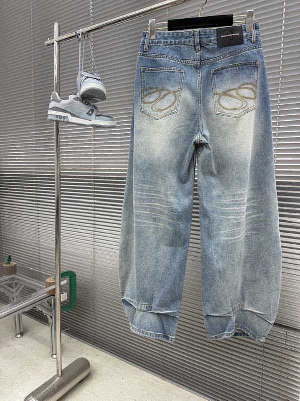 알렉산더왕 빈티지 워싱 자수 와이드 진 001-258059
