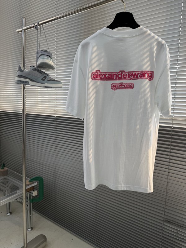 알렉산더왕 로고 자수 면 반팔 티셔츠 001-258135