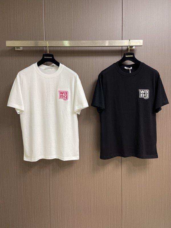 알렉산더왕 로고 자수 면 반팔 티셔츠 001-258193