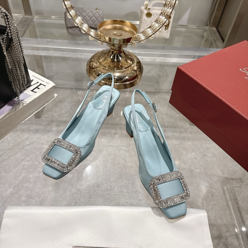 로저 비비에 실크 새틴 크리스털 버클 하이힐 샌들 001-258934