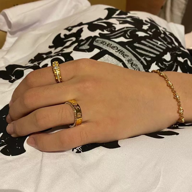 크롬 하트 24K 다이아몬드 영원한 커플 링 001-262339