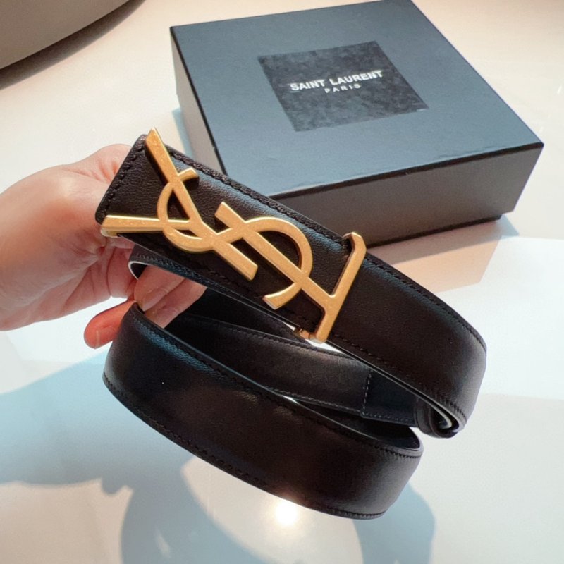 YSL 생로랑 여성용 빈티지 조각 금속 버클 벨트 2. 001-262368