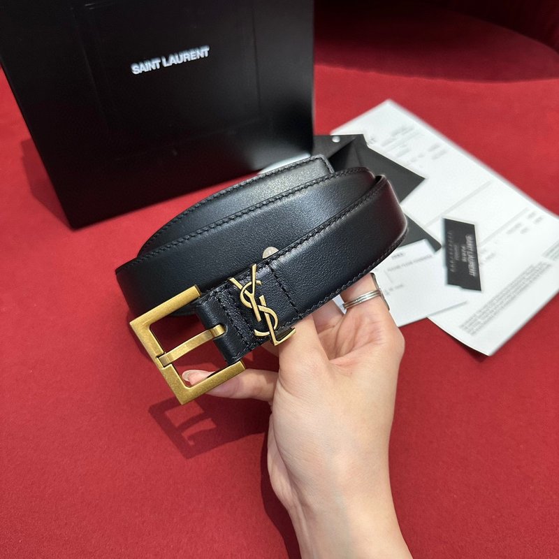 YSL 생로랑 여성용 빈티지 조각 금속 버클 벨트 001-262371