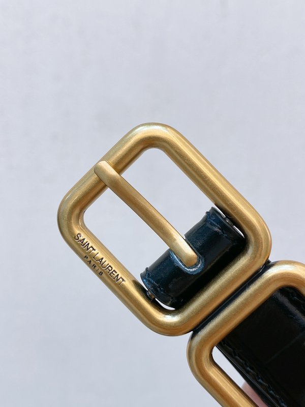 YSL 생로랑 크로코 패턴 가죽 더블 버클 벨트 001-262383
