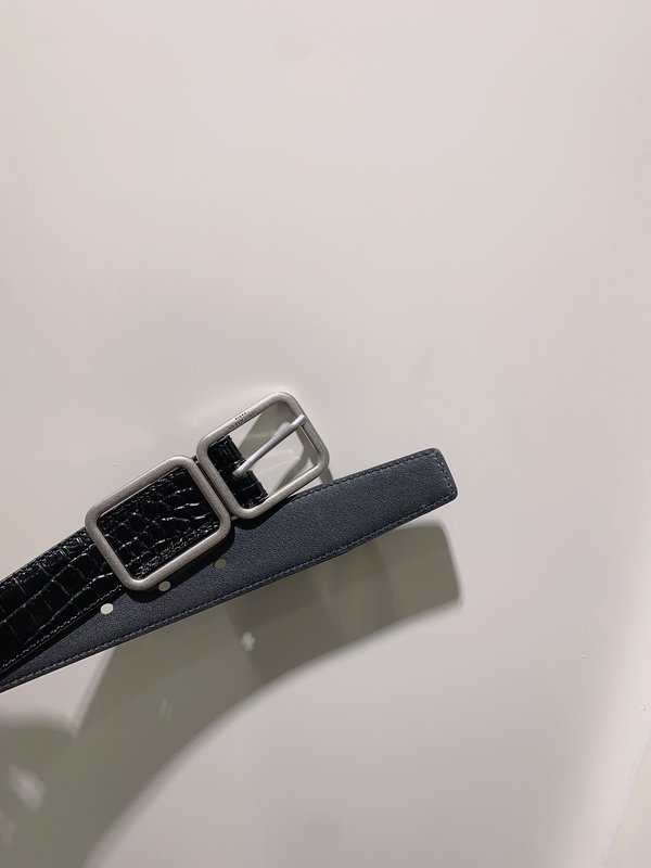 YSL 크로코 패턴 가죽 더블 버클 벨트 001-262393