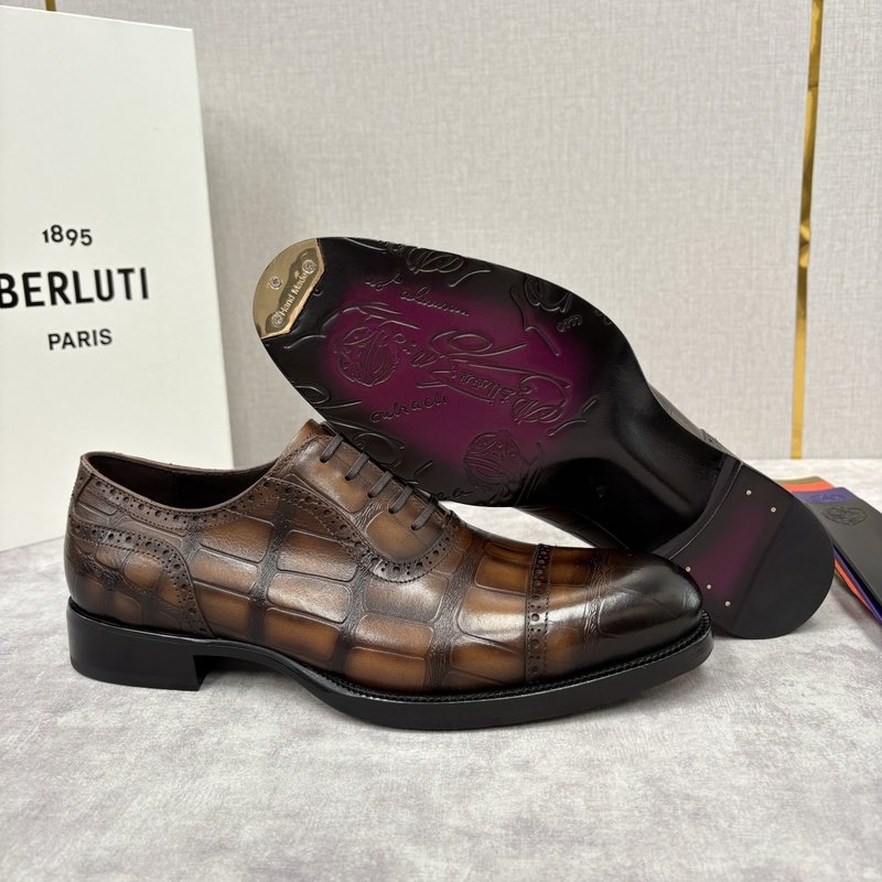 Berluti 남성 수제 염색 크로코 옥스포드 구두 001-262563