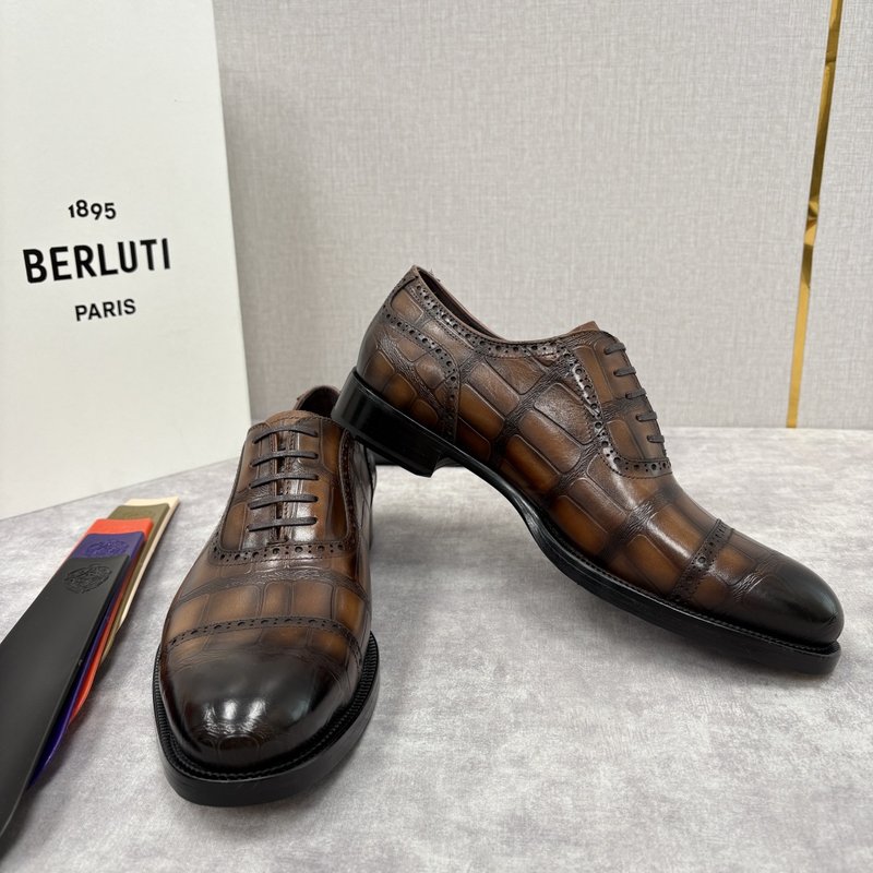 Berluti 남성 수제 염색 크로코 옥스포드 구두 001-262563