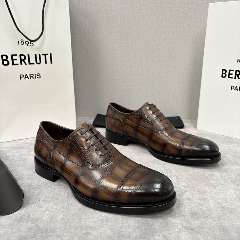Berluti 남성 수제 염색 크로코 옥스포드 구두 001-262563