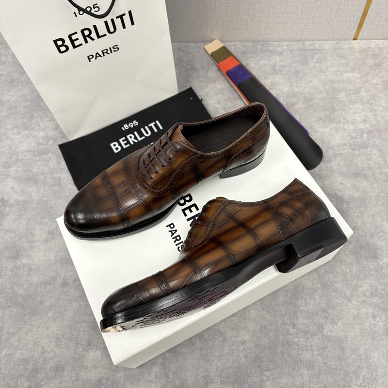 Berluti 남성 수제 염색 크로코 옥스포드 구두 001-262563
