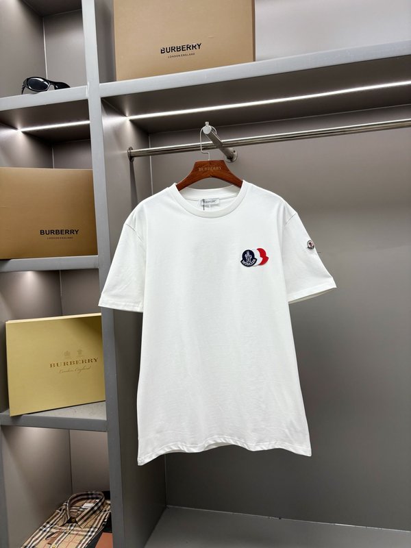 몽클레르 3 색 로고 패치 면 반팔 티셔츠 001-262910