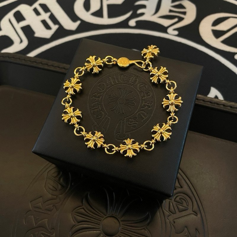 Chrome Hearts 금색 복고 십자가 팔찌 001-263169