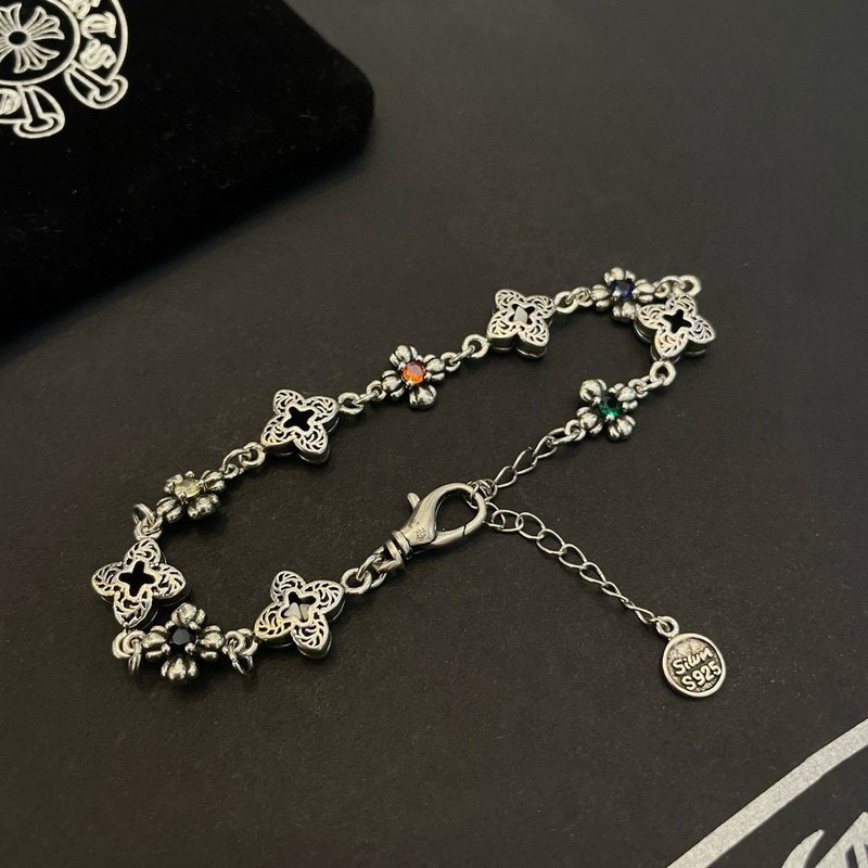 크롬하츠 빈티지 십자가 꽃 손목 체인 001-263230